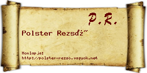 Polster Rezső névjegykártya
